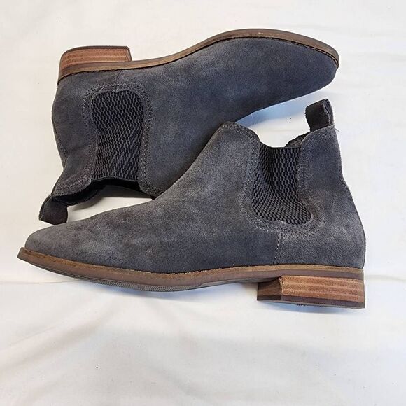 Toms Ella Womens Casual Slip On Chelsea Ankle Bootie Grey Suede Low Heels Size 7 - Picture 8 of 13